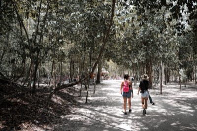 Kat with guests exploring the ancient city of Coba