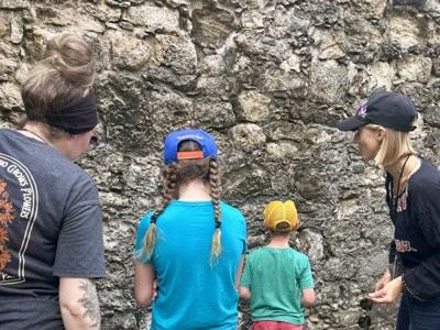 Kat guiding guests through the ruins of Coba