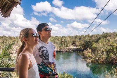 Kat with guests on a private jungle day in Mexico