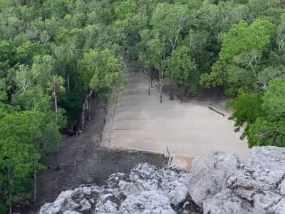 The ancient ball court at Coba, seen from above
