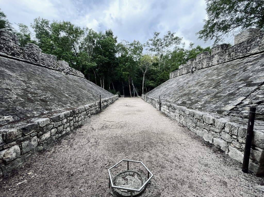 The stone ball court at Coba, looking toward the jungle